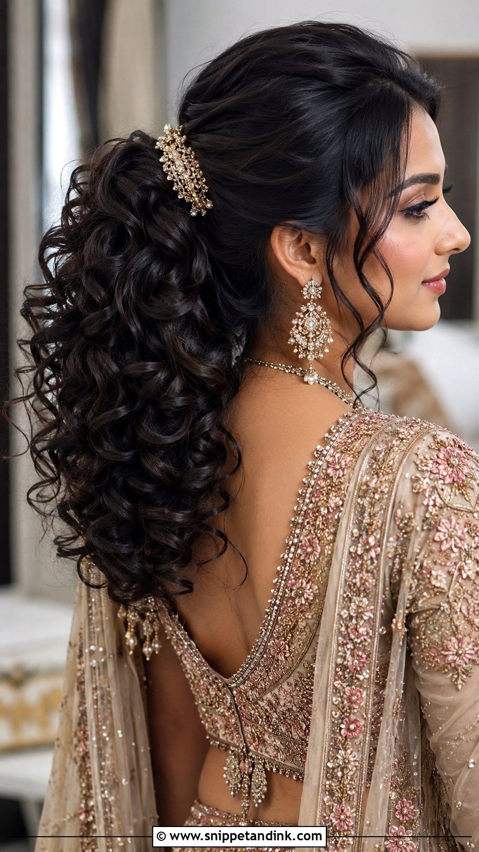 Curly Ponytail for Nikah Bride - Snippet and Ink - 20 Nikah Bride Hairstyles
