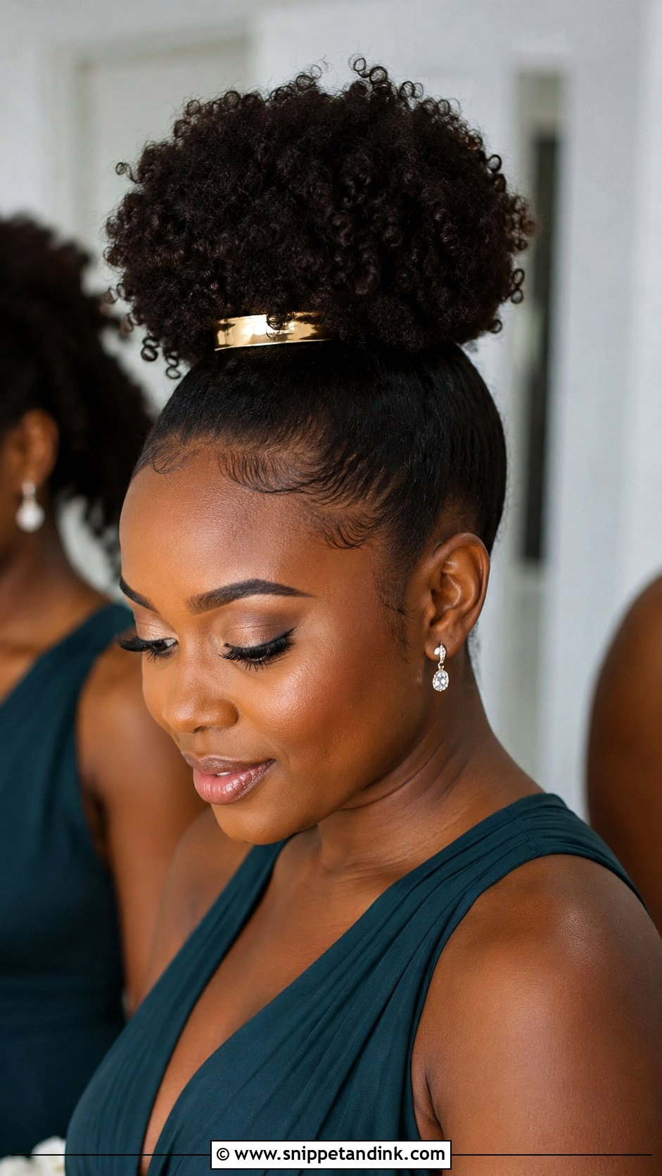 Curly Puff Bridesmaid Hair - Snippet and Ink - 25 Curly Hair Bridesmaid Styles