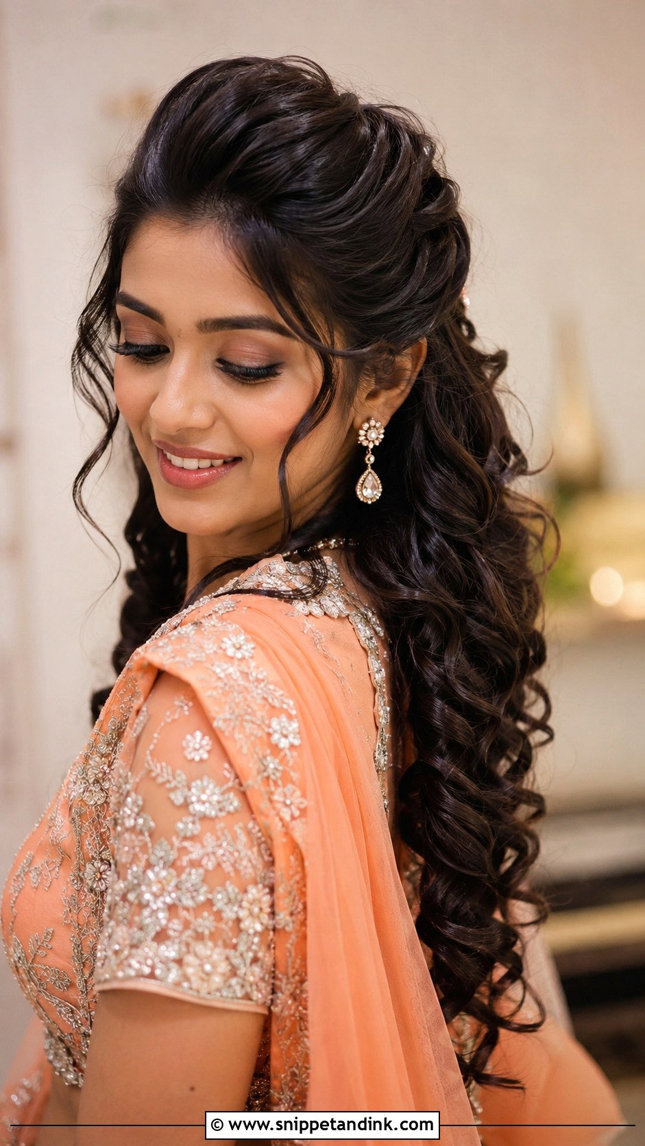 Curly Puff Hairstyle For Indian Wedding - Snippet and Ink - 20 Curly Hairstyles for Indian Wedding