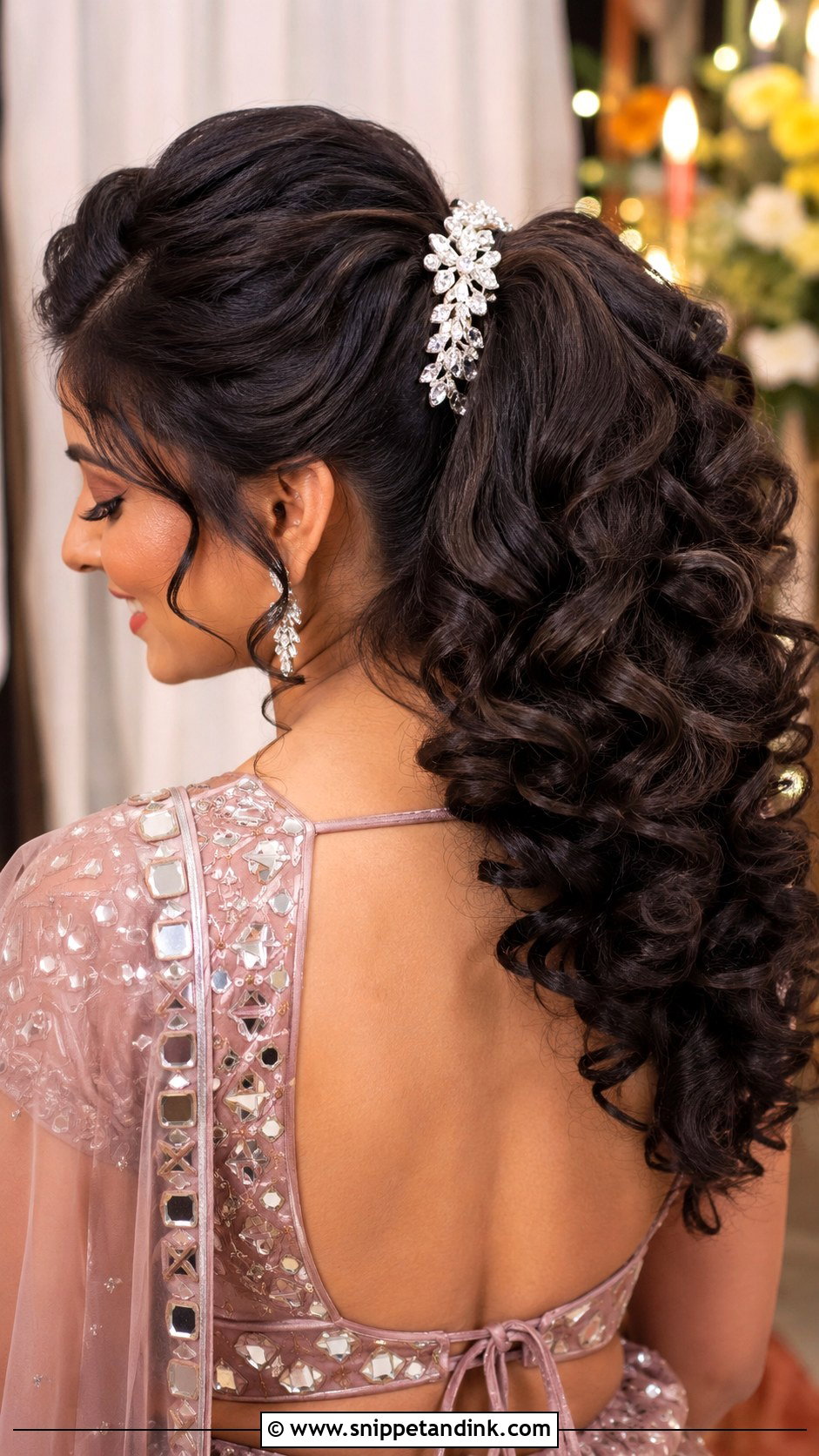 Curly Sangeet Hairstyle For Indian Wedding - Snippet and Ink - 20 Curly Hairstyles for Indian Wedding