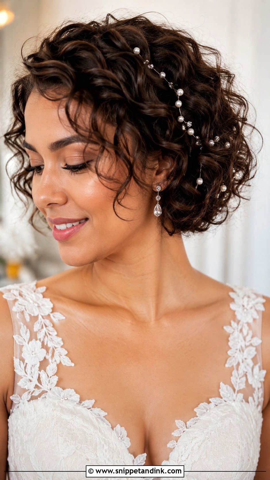 Curly Short Bob Wedding Hair - Snippet and Ink - 15 Very Short Hair Wedding Styles