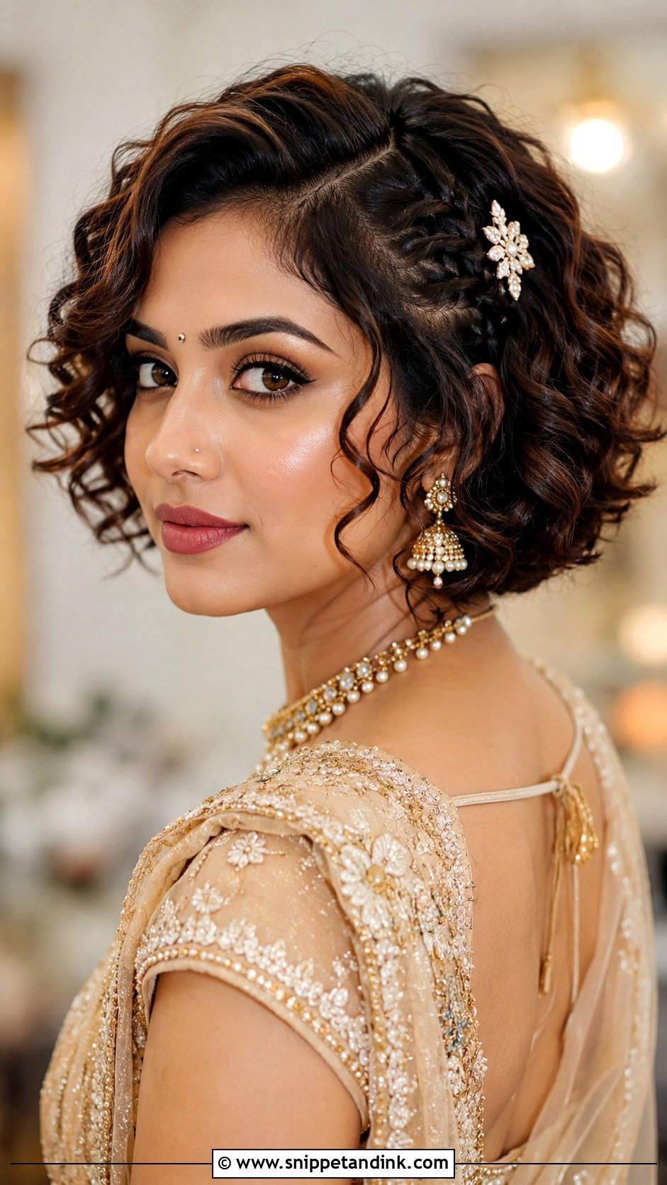Curly Short Hair Hairstyle For Indian Wedding - Snippet and Ink - 20 Curly Hairstyles for Indian Wedding