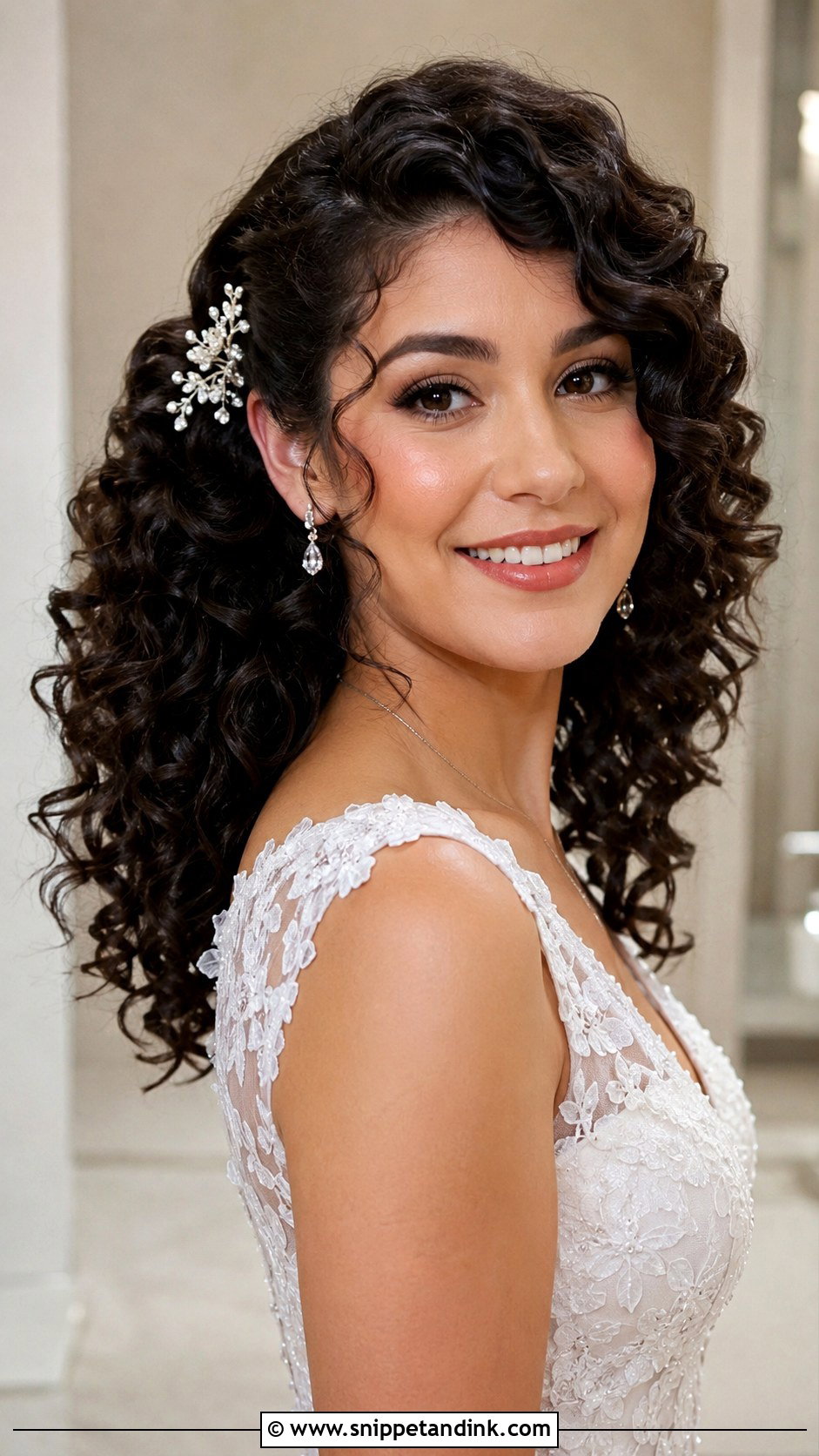 Curly Shoulder Length Bridal Hairstyle - Snippet and Ink - 25 Short Bridal Hair Shoulder Length Ideas