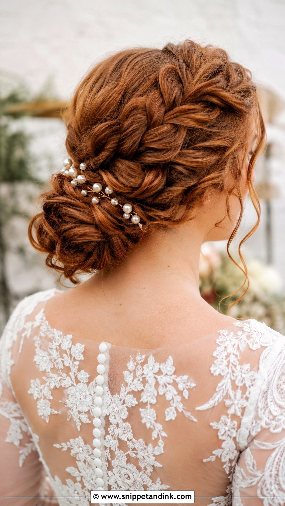 Curly Side Braid Chignon - Snippet and Ink - 30 Curly Hair Wedding Styles
