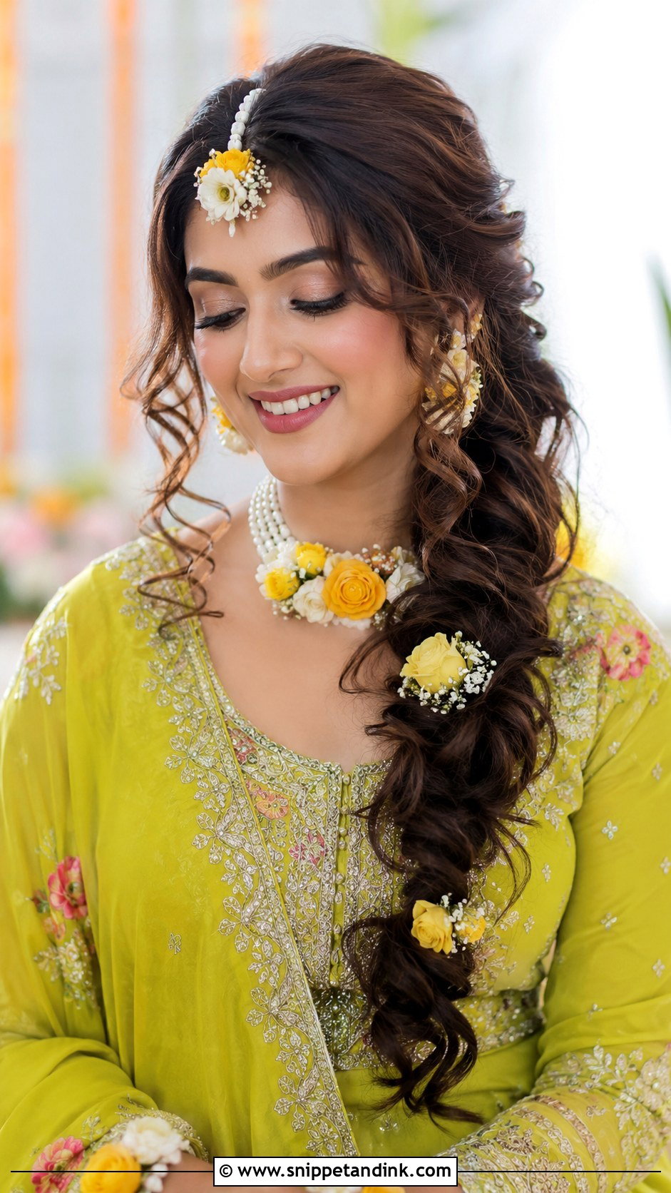 Curly Side Braid - Snippet and Ink - 30 Indian Bridal Hairstyles