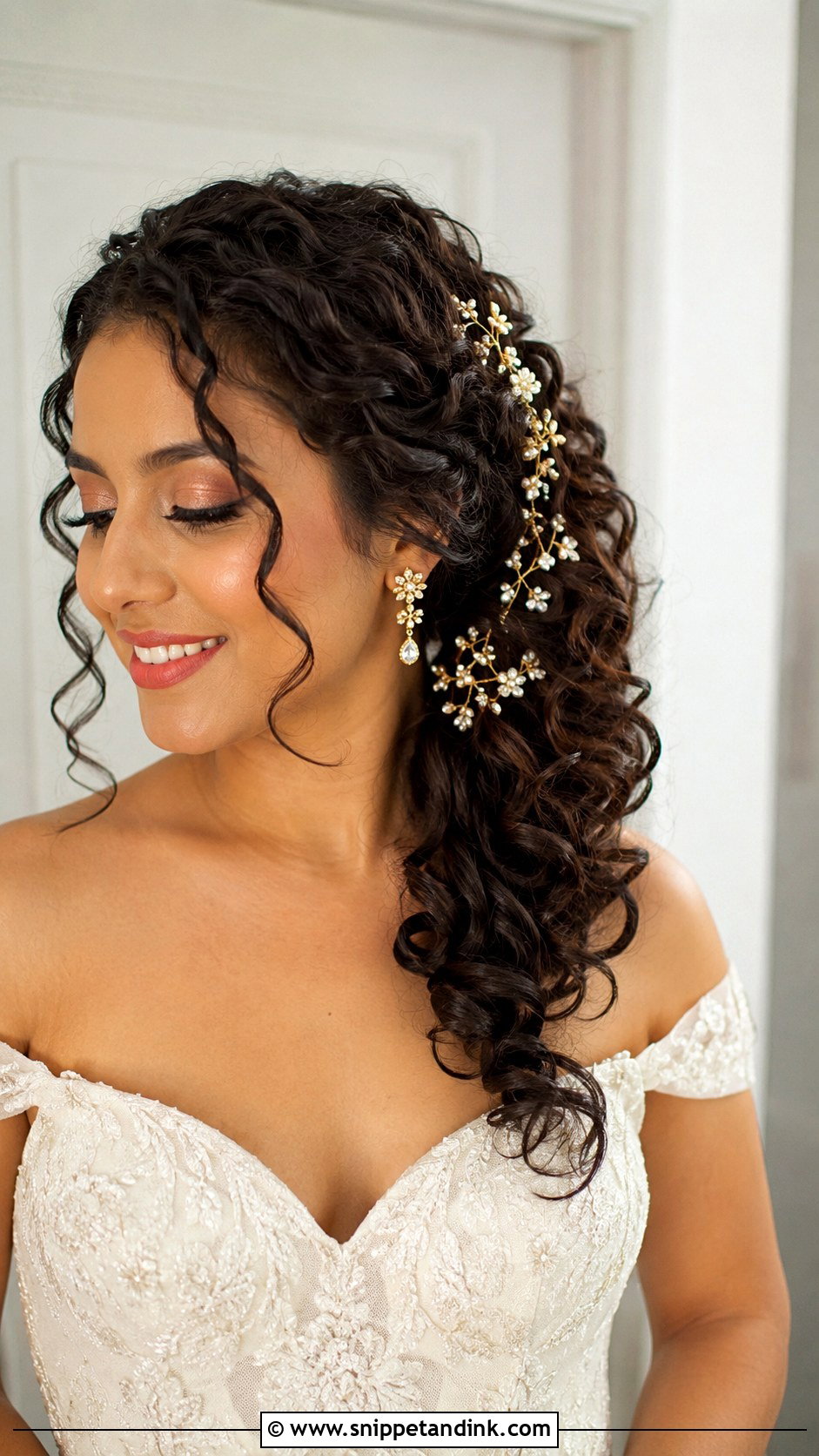 Curly Side Bridal Hairstyle - Snippet and Ink - 15 One Side Bridal Hairstyle Ideas