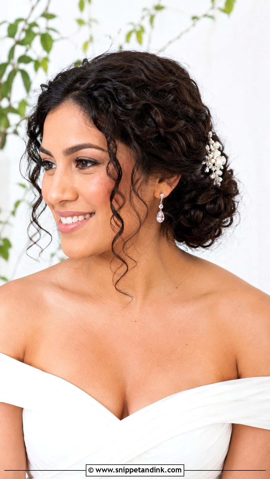 Curly Side Bun - Snippet and Ink - 25 Curly Hair for Wedding Ideas