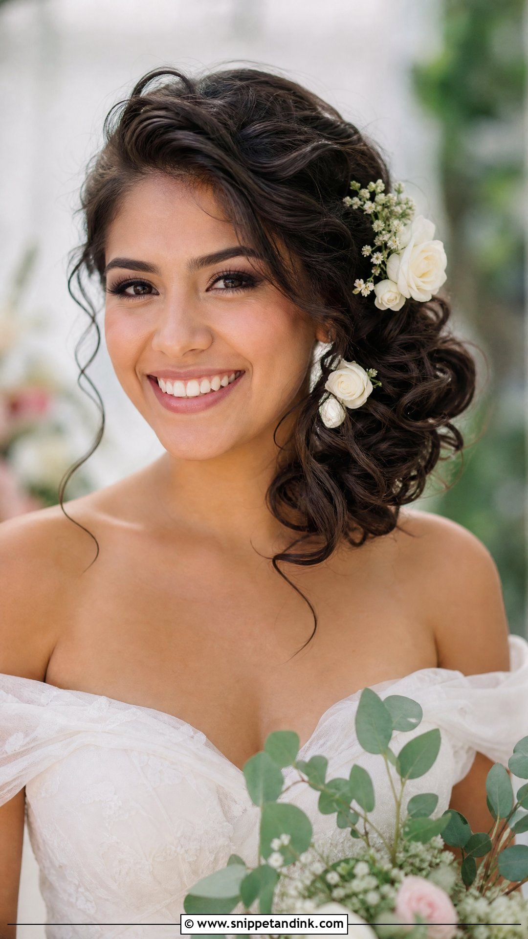 Curly Side Bun - Snippet and Ink - 25 Side Bun Wedding Hair Ideas