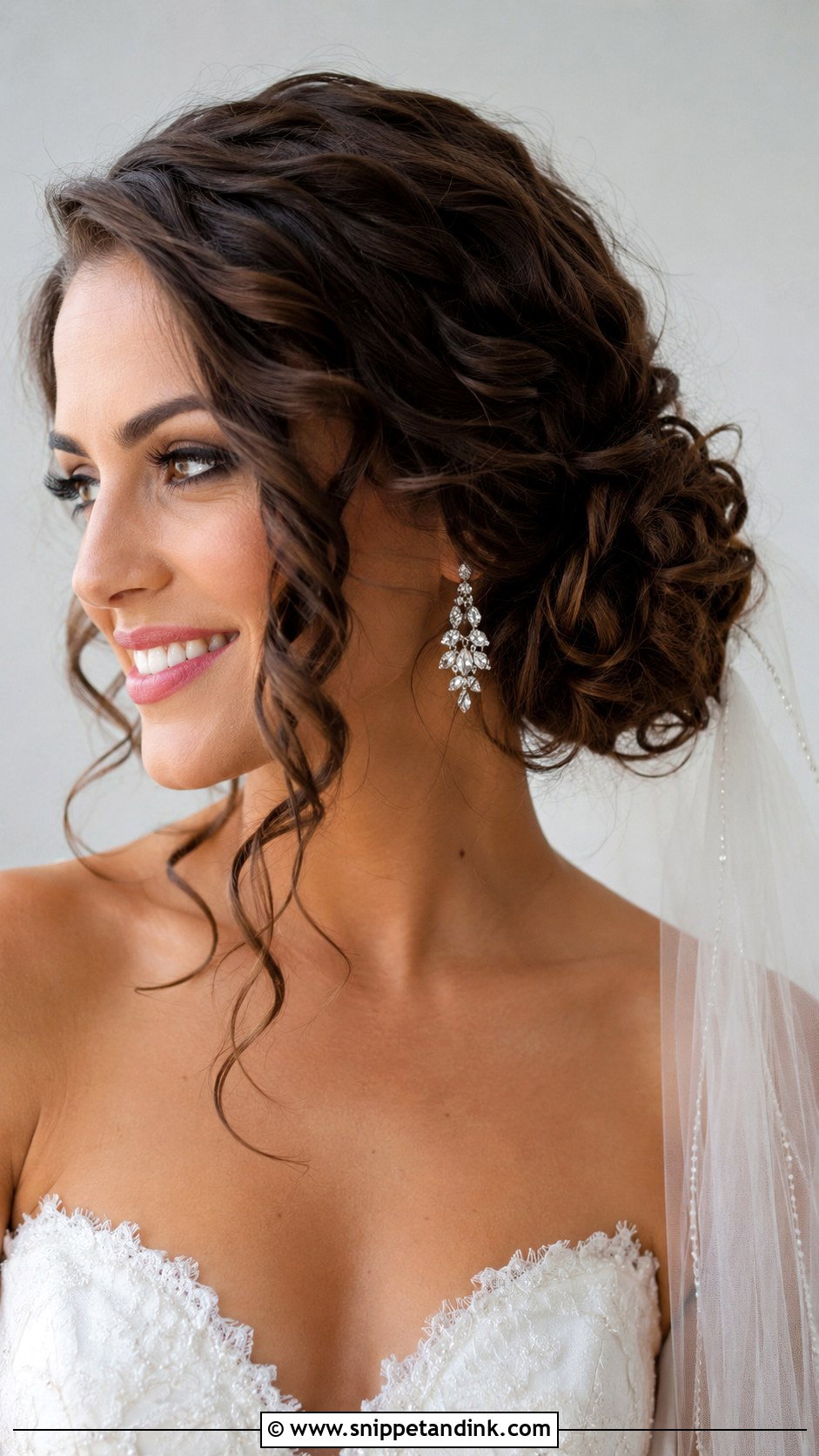 Curly Side Bun With Loose Curls - Snippet and Ink - 20 Curled Hair for Wedding Ideas