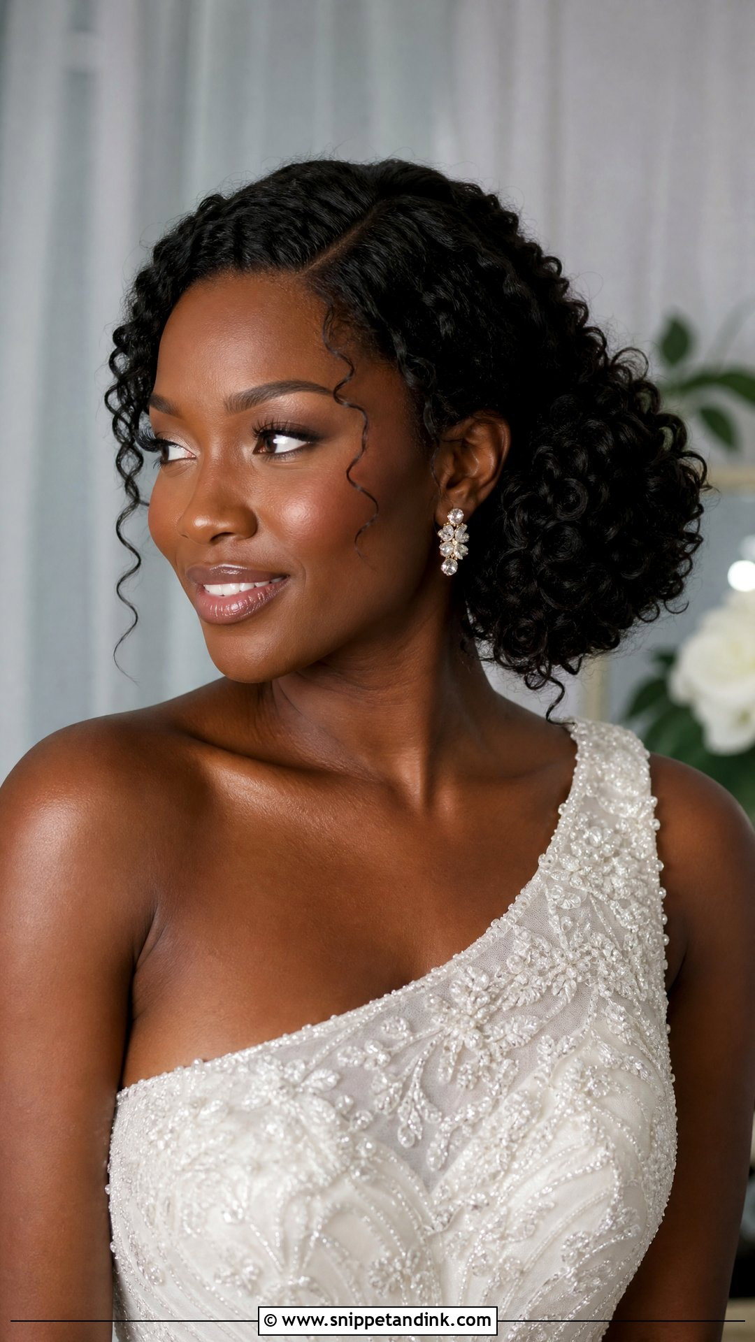 Curly Side Bun for Brides - Snippet and Ink - 20 Curly Hairstyles for a Wedding