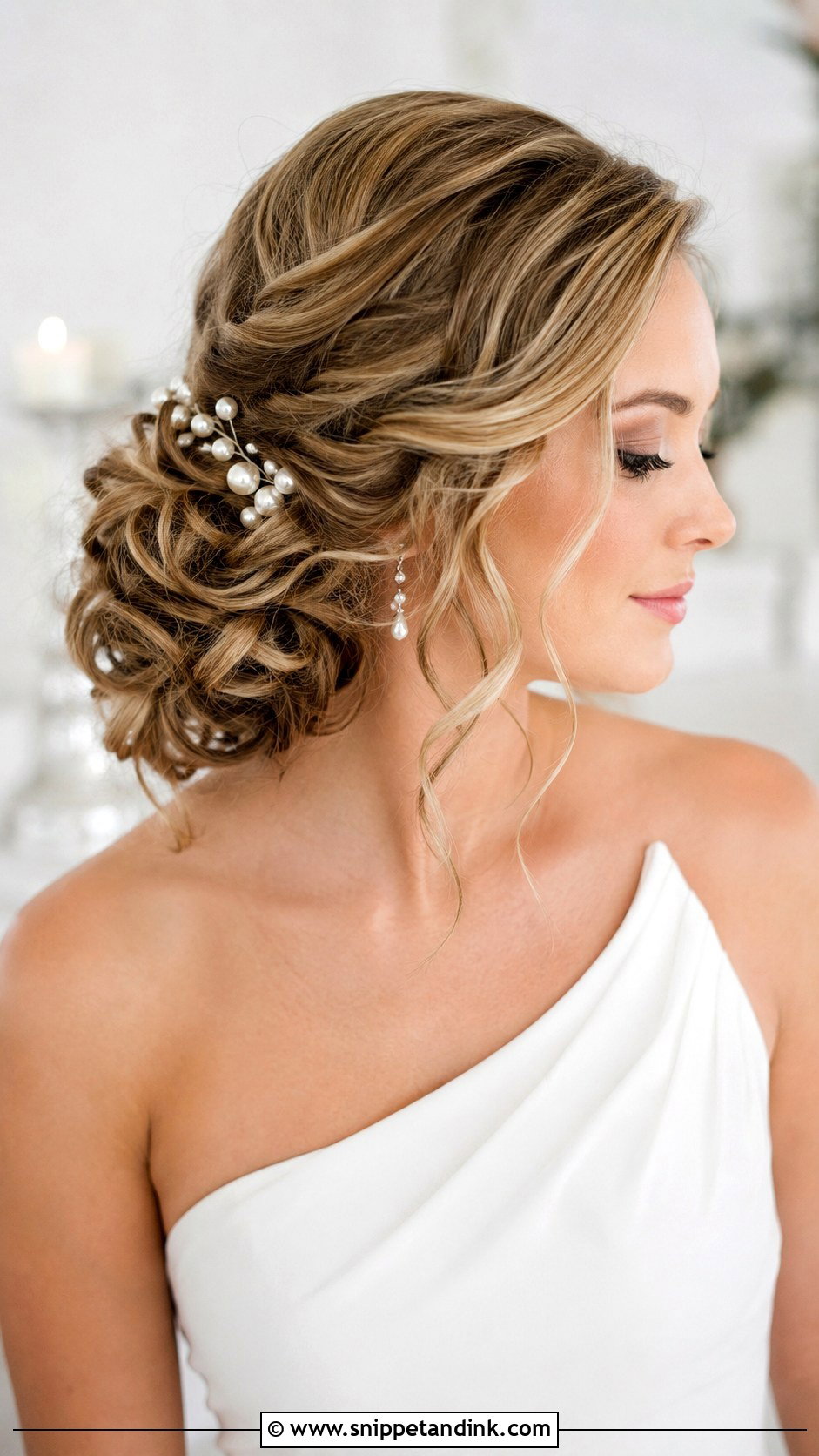 Curly Side Bun for Wedding - Snippet and Ink - 25 Curly Hair Styles for Wedding