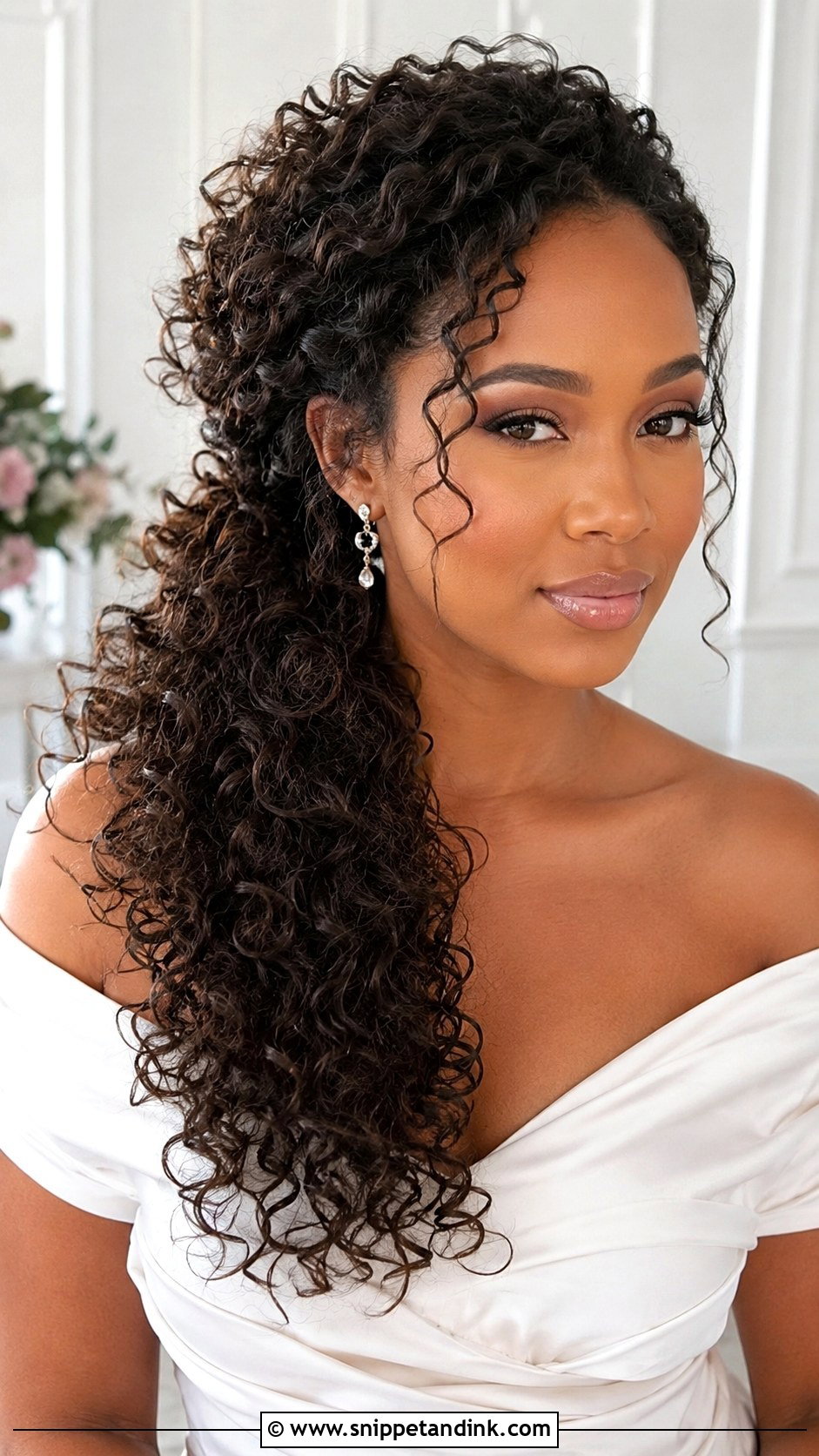 Curly Side Ponytail - Snippet and Ink - 20 Wedding Guest Hair Curly Ideas