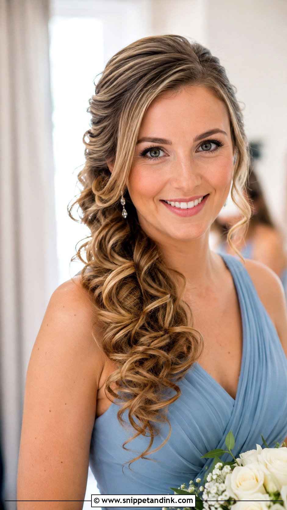 Curly Side Ponytail Bridesmaid Hair - Snippet and Ink - 20 Naturally Curly Bridesmaid Hairstyles