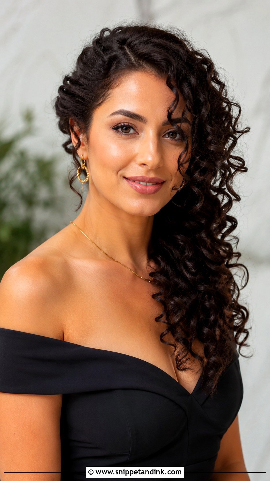 Curly Side Swept Hairstyle for Wedding Guest - Snippet and Ink - 25 Curly Hair Hairstyles for Wedding Guest