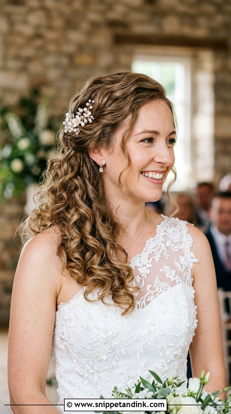 Curly Side Swept Hairstyle - Snippet and Ink - 20 Bridal Hair Curls