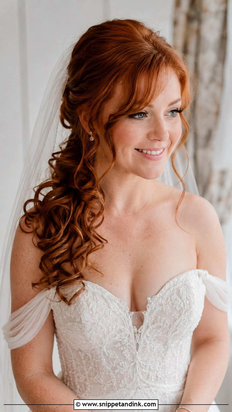 Curly Side Swept Ponytail - Snippet and Ink - 20 Red Hair Wedding Ideas