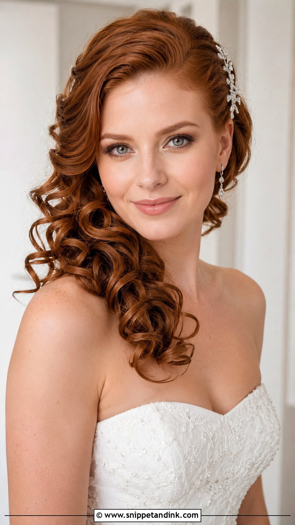 Curly Side Swept Style - Snippet and Ink - 25 Curly Hair for Wedding Ideas