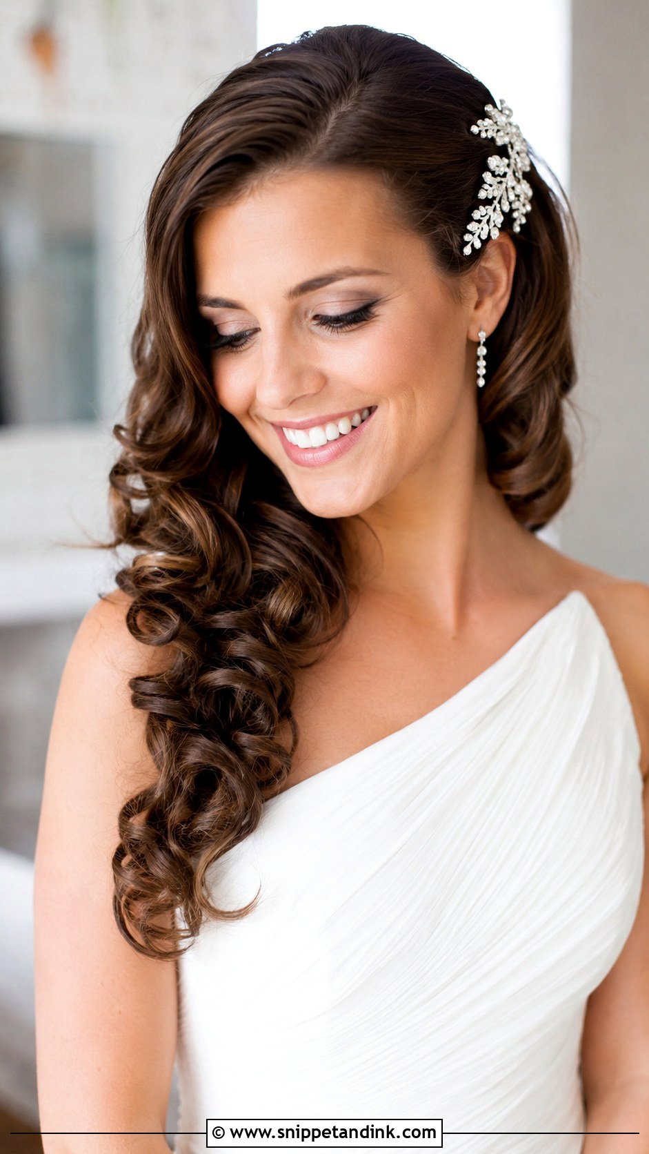 Curly Side Swept Style - Snippet and Ink - 25 Curled Wedding Hair Ideas