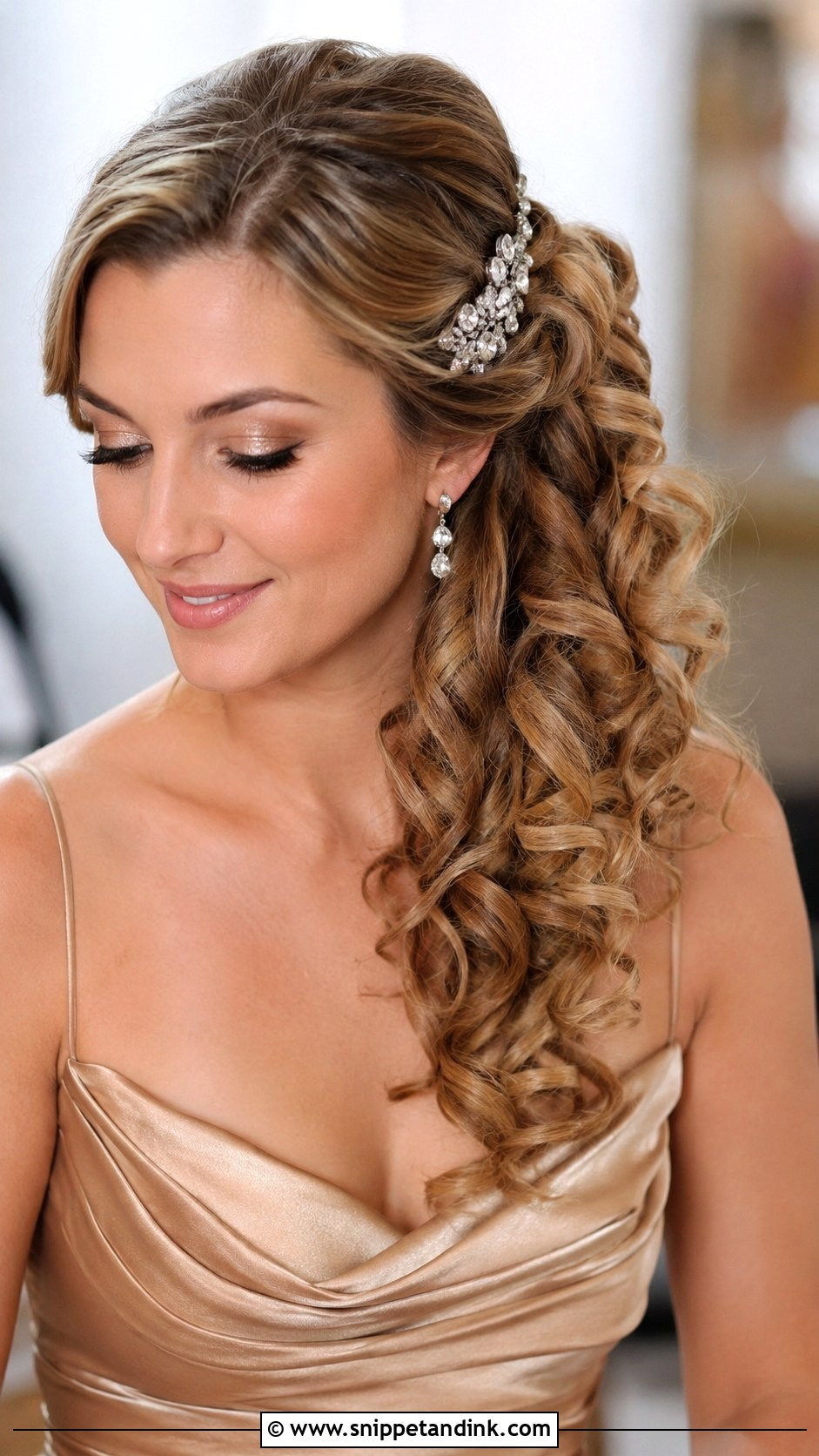 Curly Side Swept Wedding Guest Hairstyle - Snippet and Ink - 25 Curly Hairstyles Wedding Guest