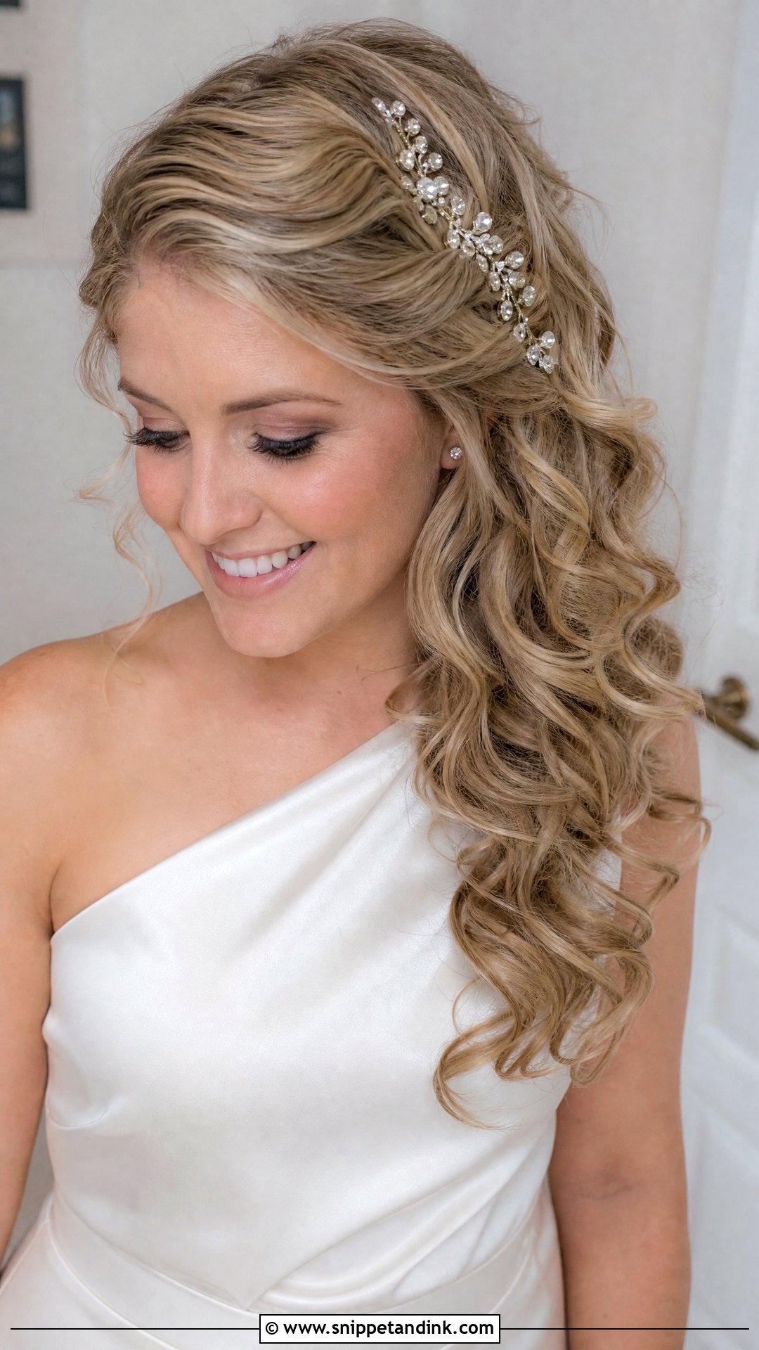 Curly Side Swept Wedding Hair - Snippet and Ink - 20 Natural Curly Wedding Hair Ideas