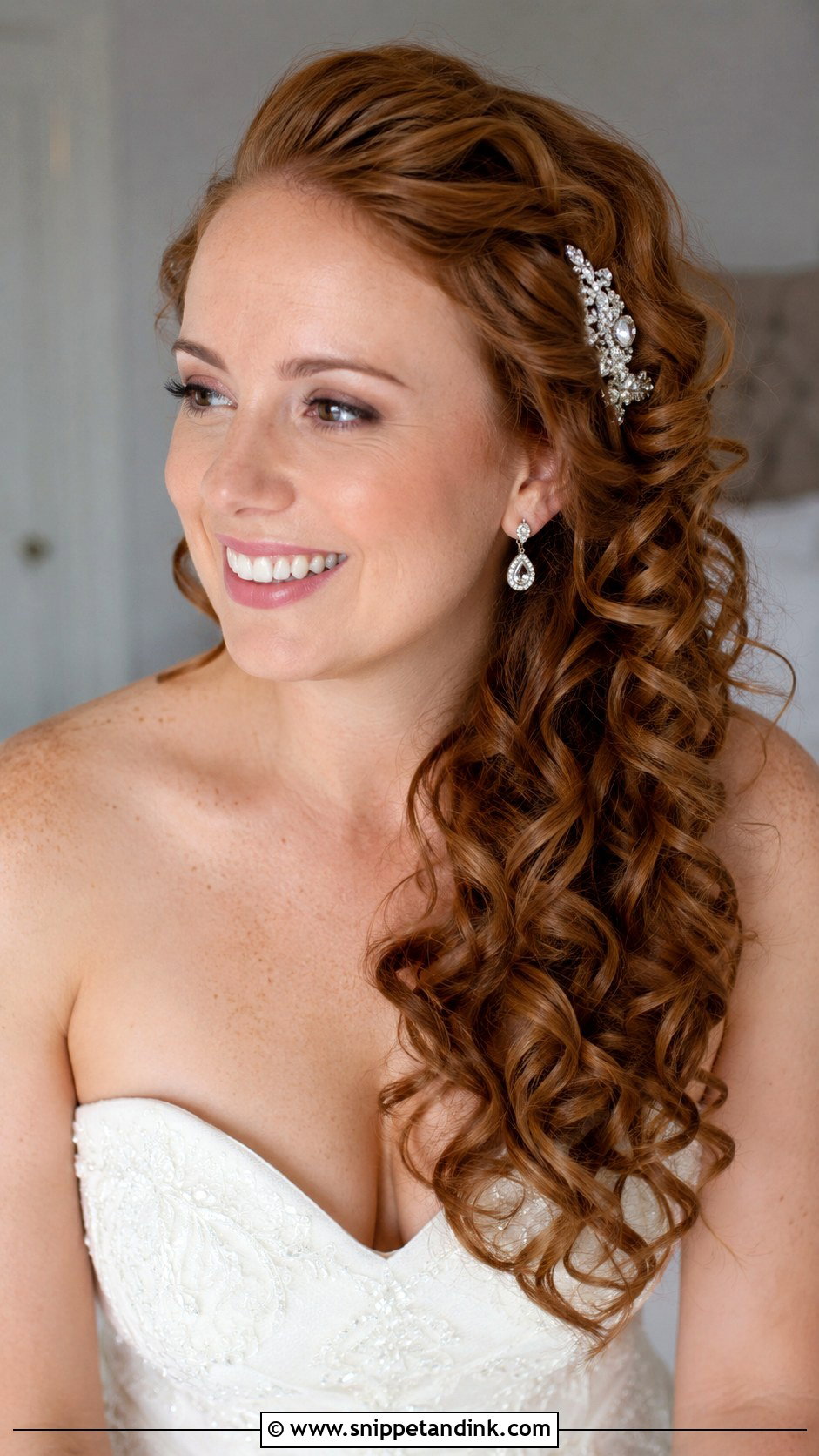 Curly Side Swept Wedding Hairstyle - Snippet and Ink - 20 Naturally Curly Hairstyles for Wedding