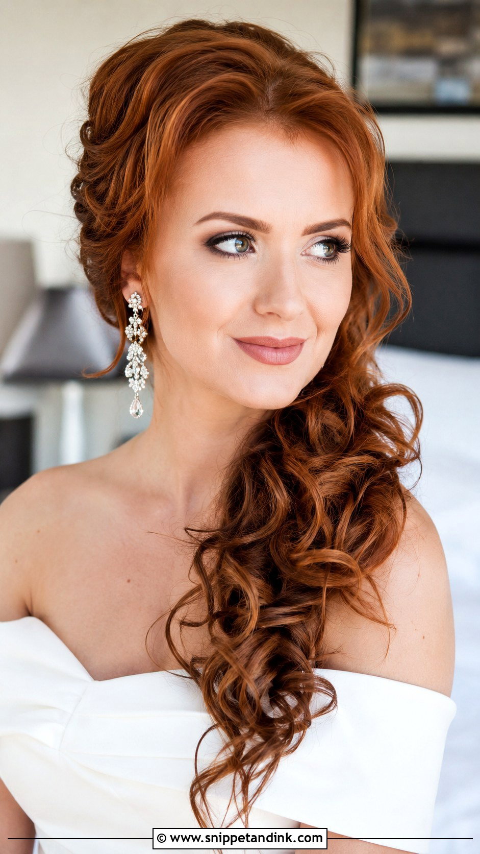 Curly Side Swept Wedding Hairstyle - Snippet and Ink - 25 Natural Curly Wedding Hairstyles