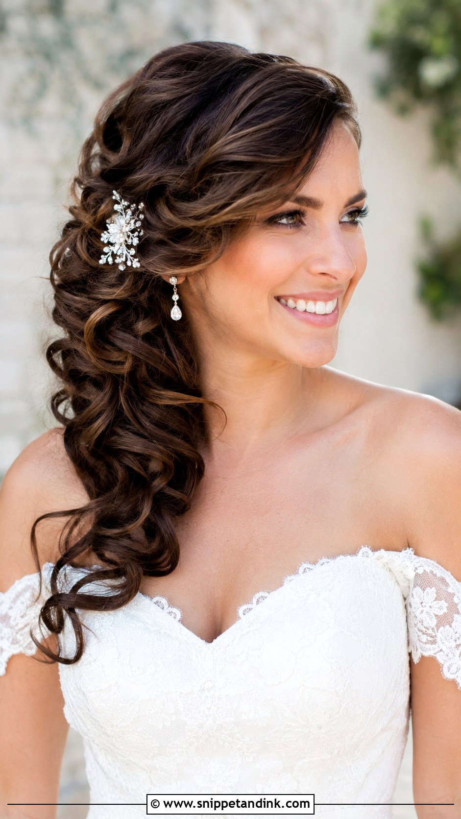 Curly Side Swept Wedding Hairstyle - Snippet and Ink - 30 Curls Hairstyles for Wedding