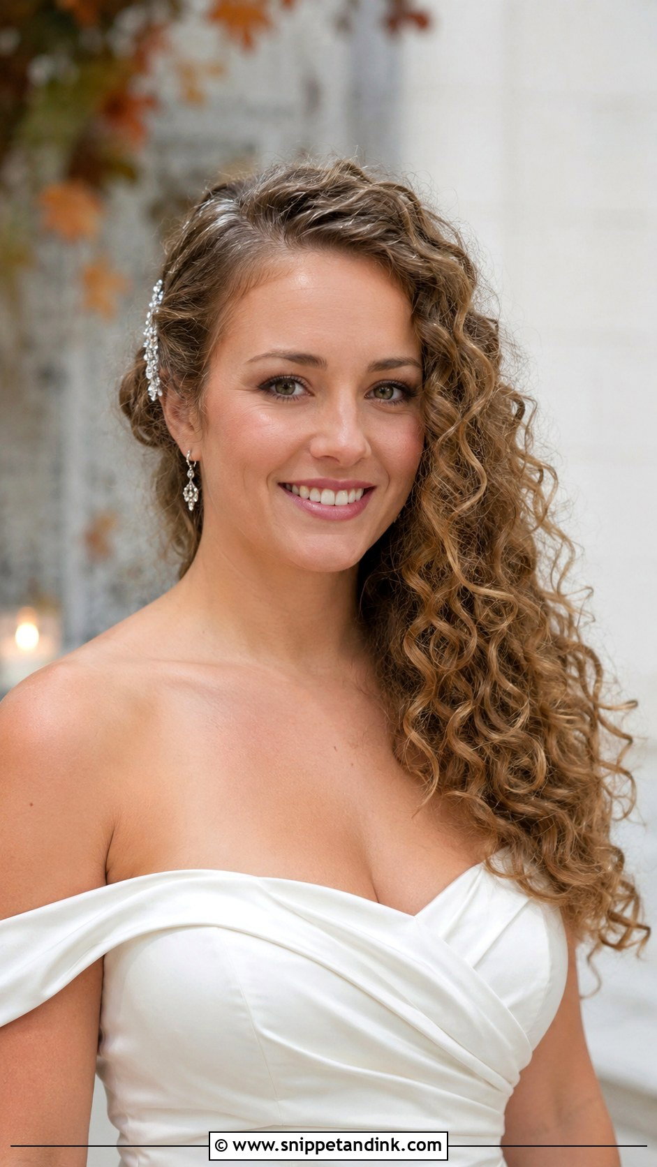 Curly Side Swept Wedding Hairstyle - Snippet and Ink - 20 Natural Curly Hairstyles for Wedding