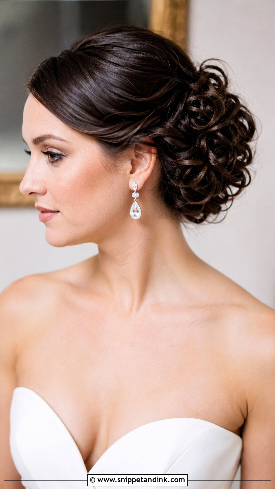 Curly Sleek Bridal Updo - Snippet and Ink - 20 Bride with Curly Hair Ideas
