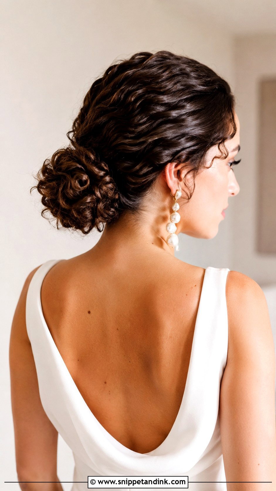 Curly Sleek Low Bun Wedding Hairstyle - Snippet and Ink - 20 Curly Hairstyles for Medium Hair Wedding