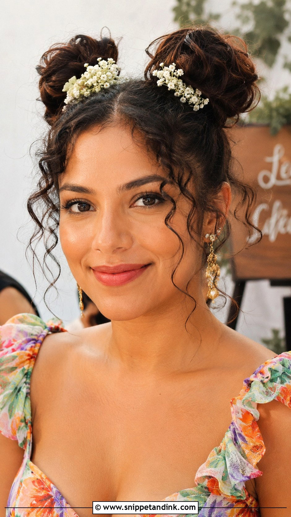 Curly Space Buns Wedding Guest Hairstyle - Snippet and Ink - 25 Curly Hairstyles Wedding Guest