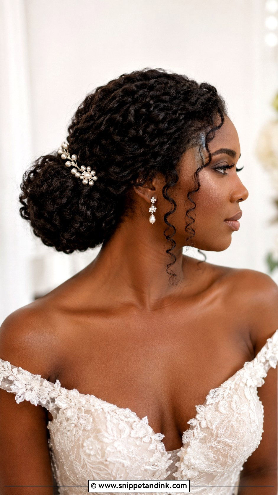 Curly Textured Low Bun Wedding Hair - Snippet and Ink - 15 Textured Low Bun Wedding Hairstyles