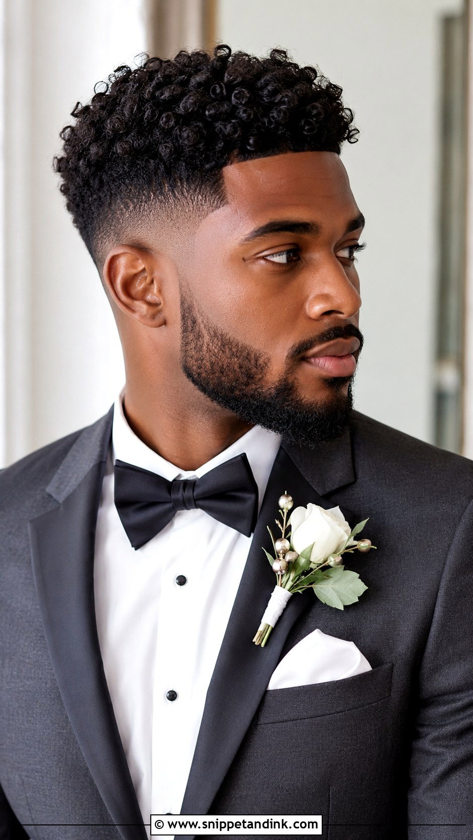 Curly Top Fade Wedding Hairstyle For Men - Snippet and Ink - 15 Men Wedding Hairstyle Ideas