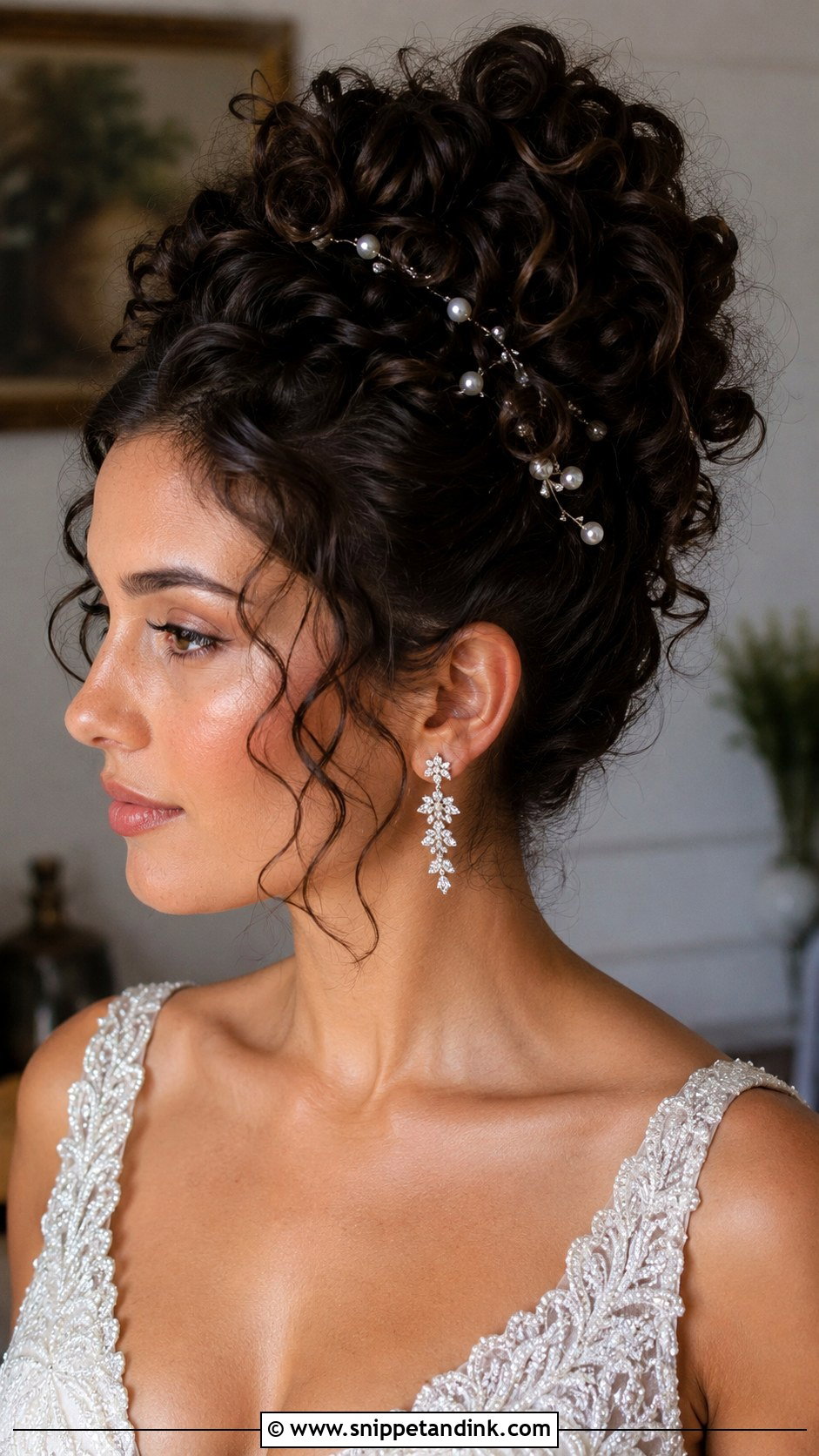Curly Top Knot Bridal Updo - Snippet and Ink - 25 Curly Bridal Hairstyles