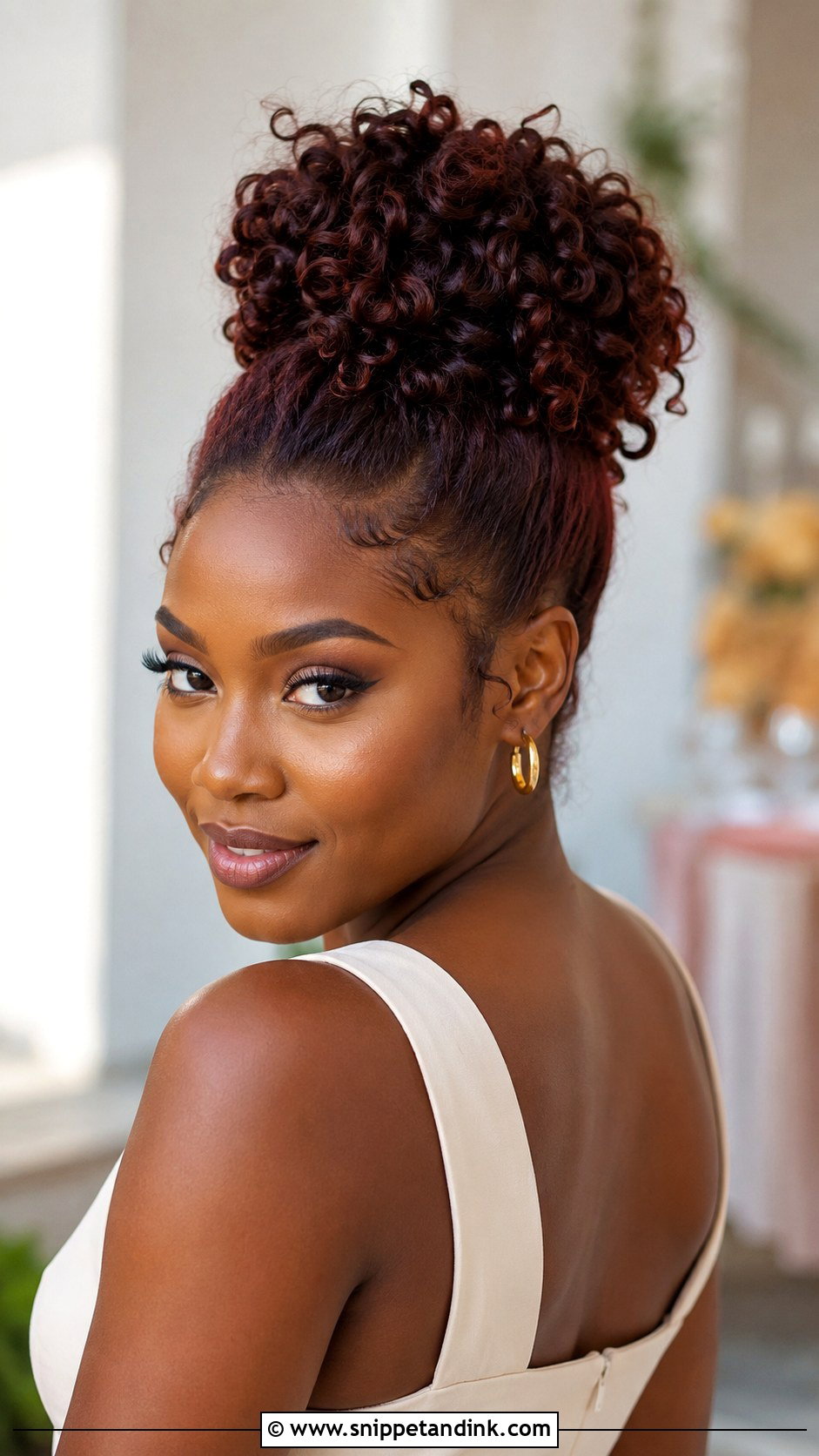 Curly Top Knot For Wedding Guest - Snippet and Ink - 20 Curly Hairstyle for Wedding Guest Ideas