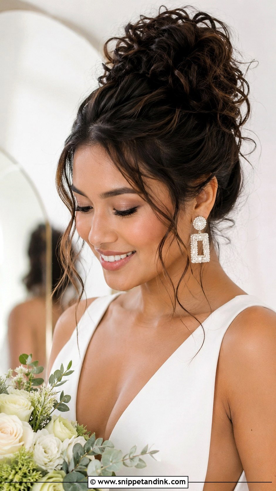 Curly Top Knot Wedding Hairstyle - Snippet and Ink - 20 Naturally Curly Hairstyles for Wedding
