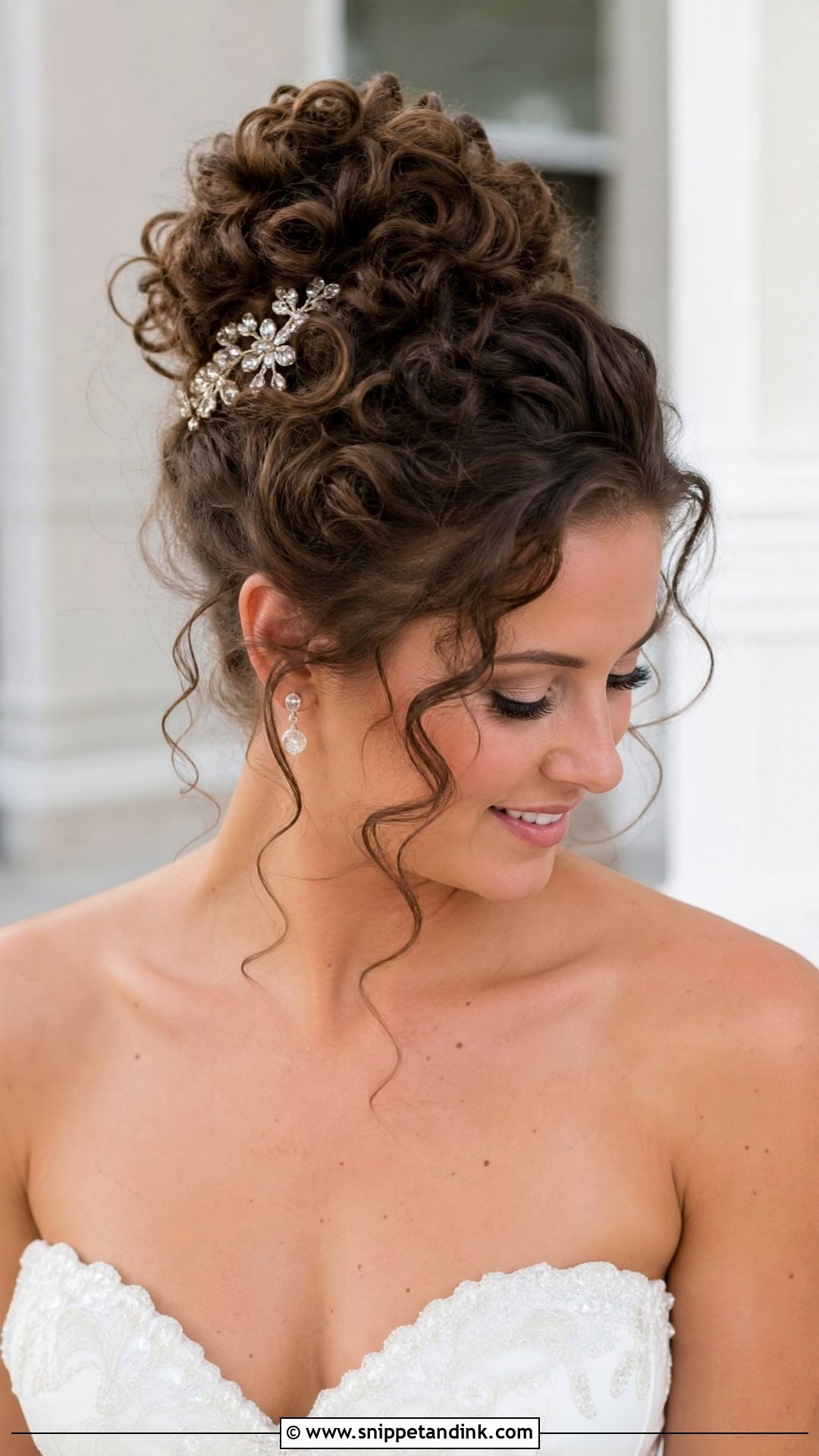 Curly Top Knot Wedding Hairstyle - Snippet and Ink - 20 Naturally Curly Wedding Hair Ideas