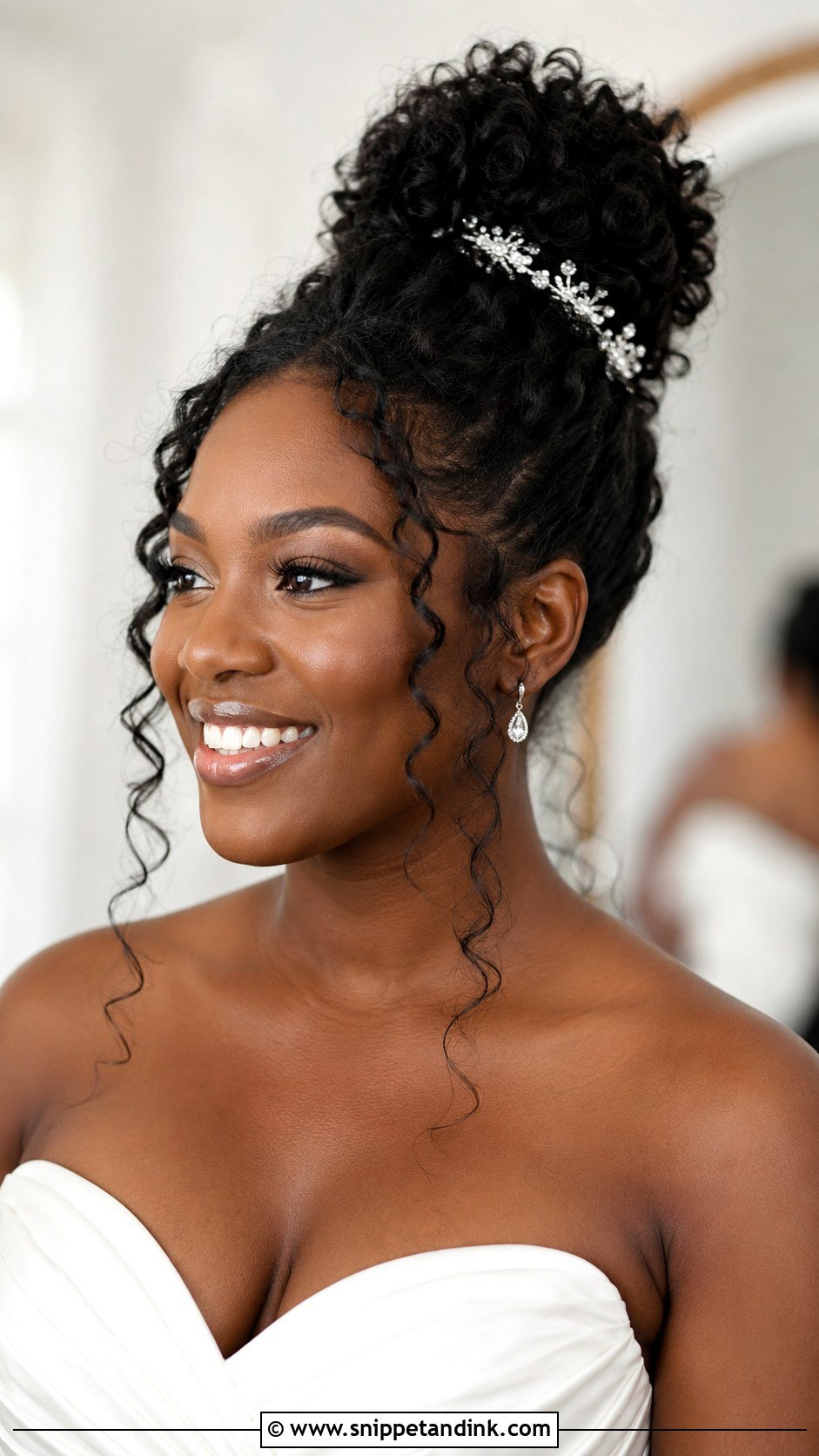 Curly Top Knot for Brides - Snippet and Ink - 30 Wedding Hairstyles for Curly Hair