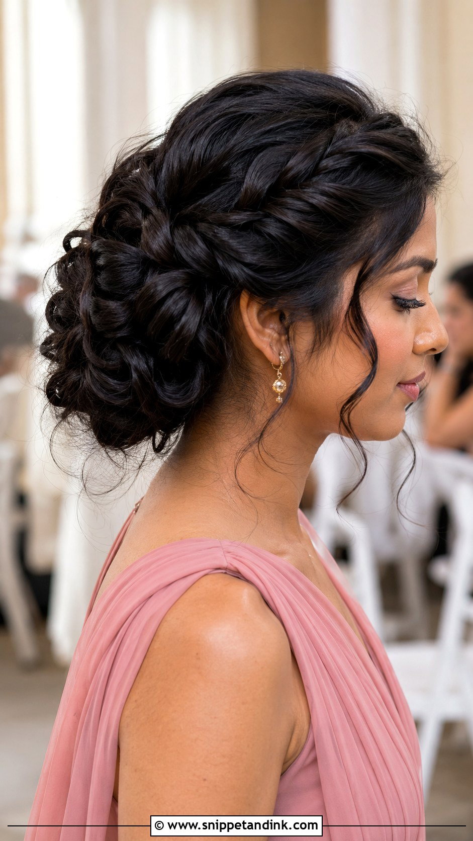 Curly Twist Updo Bridesmaid Hair - Snippet and Ink - 25 Curly Hair Bridesmaid Styles