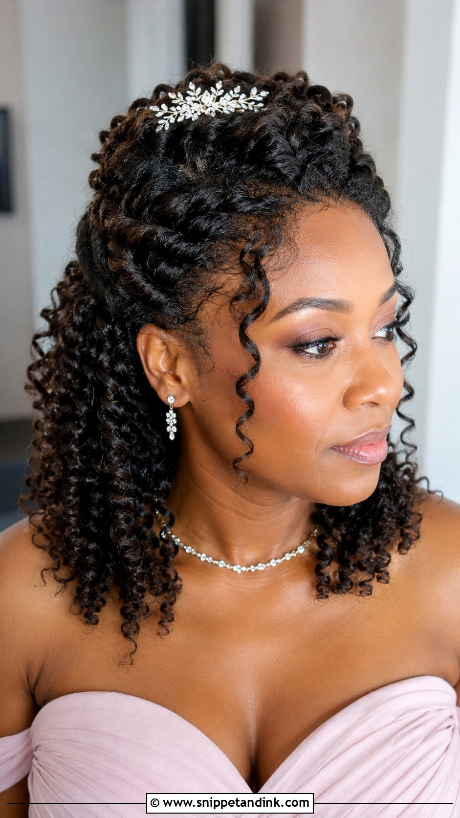 Curly Twisted Half Up - Snippet and Ink - 25 Curly Hair Wedding Guest Hairstyles