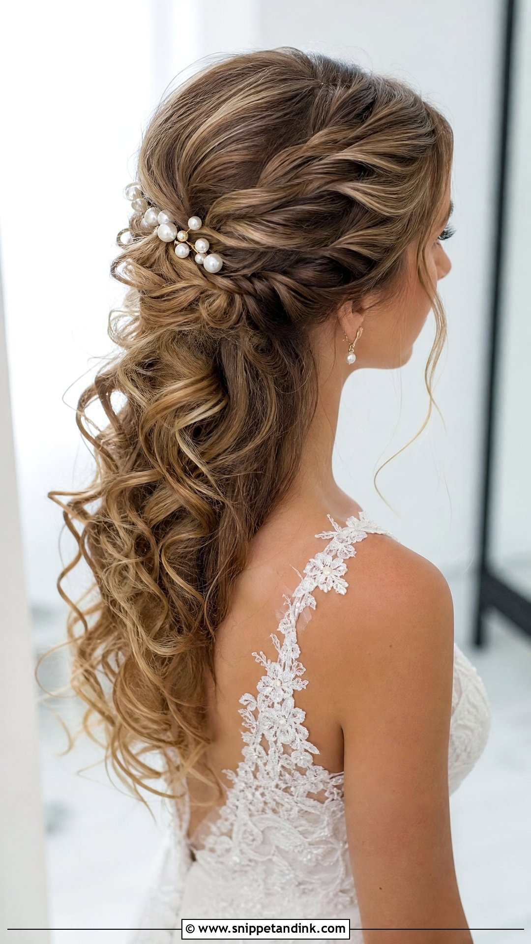 Curly Twisted Half Updo Wedding Style - Snippet and Ink - 20 Long Curly Hair Wedding Styles