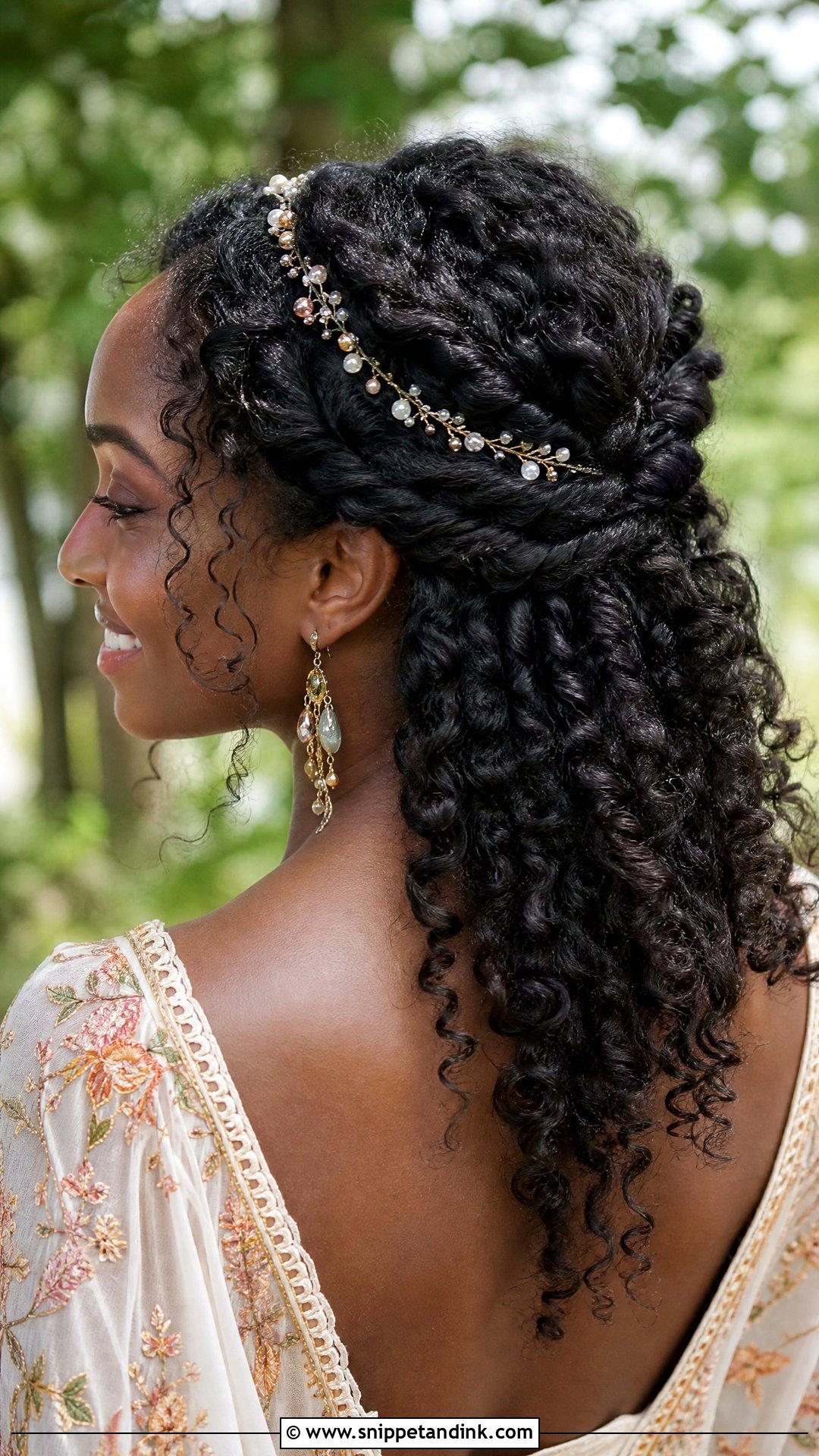 Curly Twisted Half Updo - Snippet and Ink - 20 Naturally Curly Hair Wedding Styles