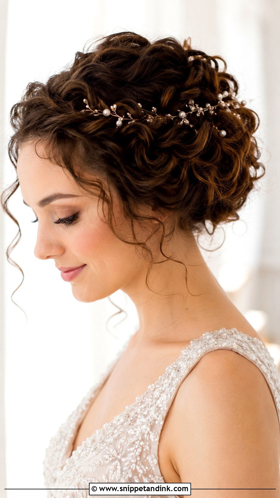 Curly Twisted Halo Updo - Snippet and Ink - 25 Curly Hair Bride Hairstyles