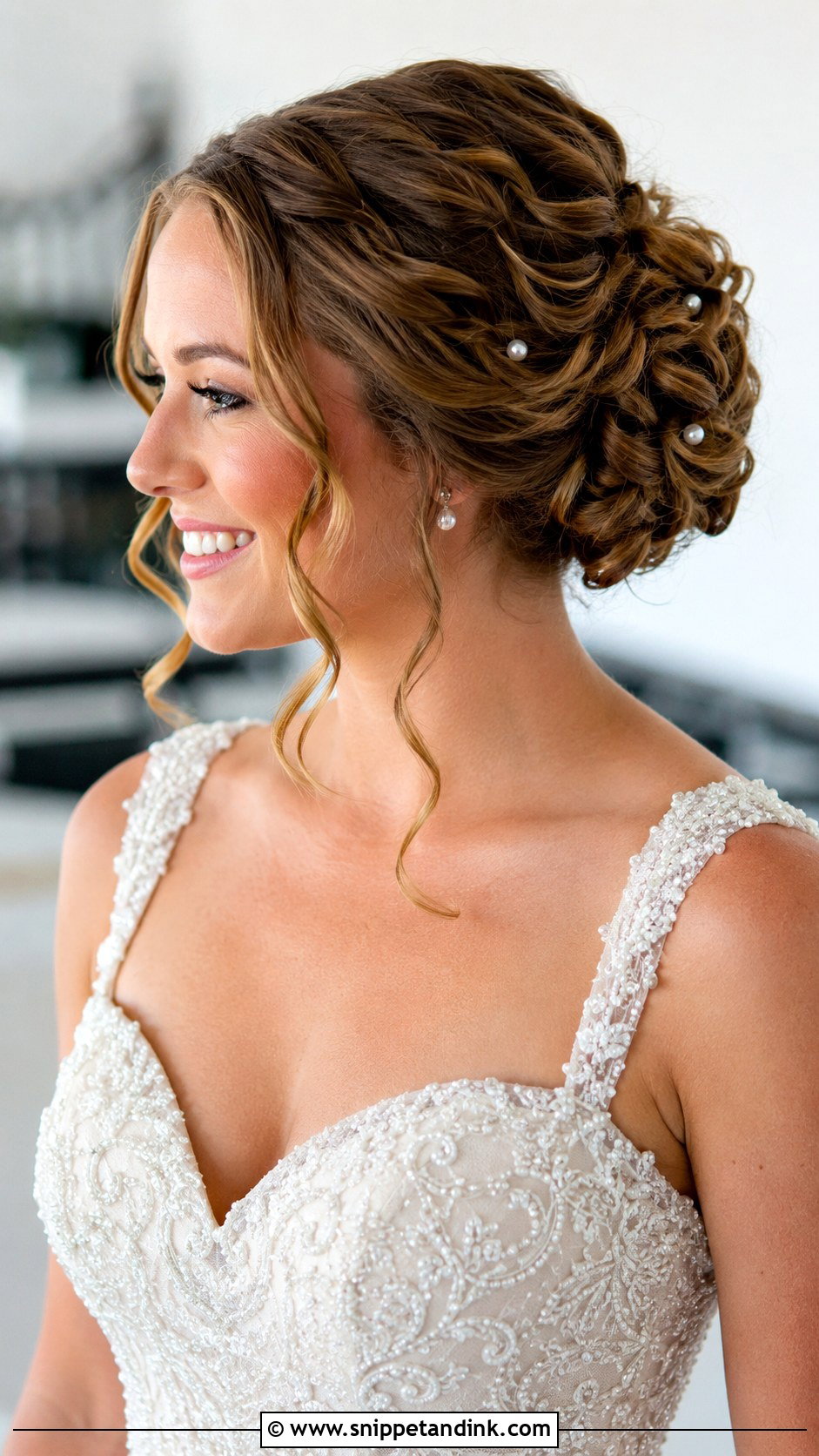 Curly Twisted Updo Wedding Hairstyle - Snippet and Ink - 20 Curly Hairstyles for Medium Hair Wedding
