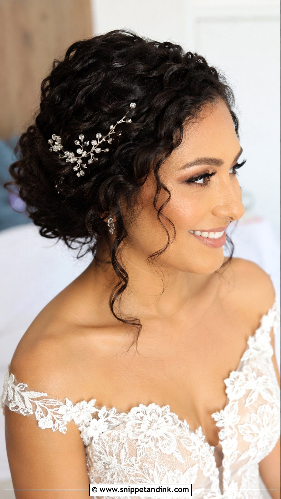 Curly Twisted Updo Wedding Hairstyle - Snippet and Ink - 20 Simple Curly Wedding Hairstyles