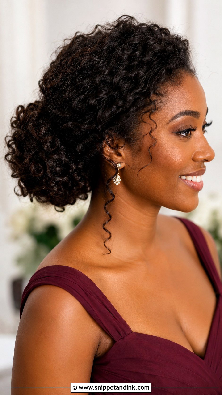 Curly Updo Bridesmaid Hairstyle For Dark Hair - Snippet and Ink - 20 Bridesmaid Hairstyles Dark Hair