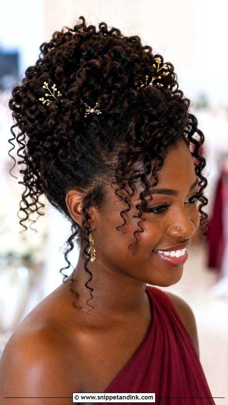 Curly Updo Bridesmaid Hairstyle For Round Face - Snippet and Ink - 20 Bridesmaid Hairstyles for Round Face