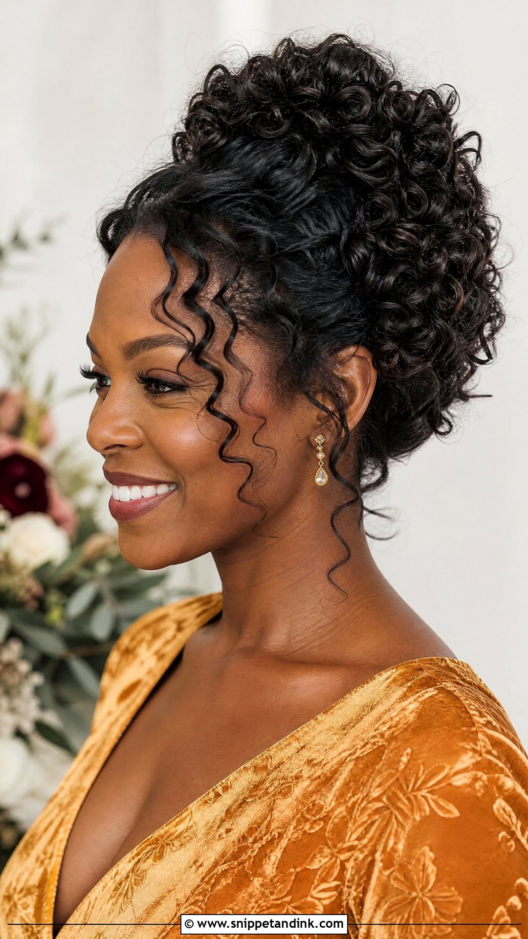 Curly Updo For Fall Wedding Guest Hair - Snippet and Ink - 15 Fall Wedding Guest Hair Ideas