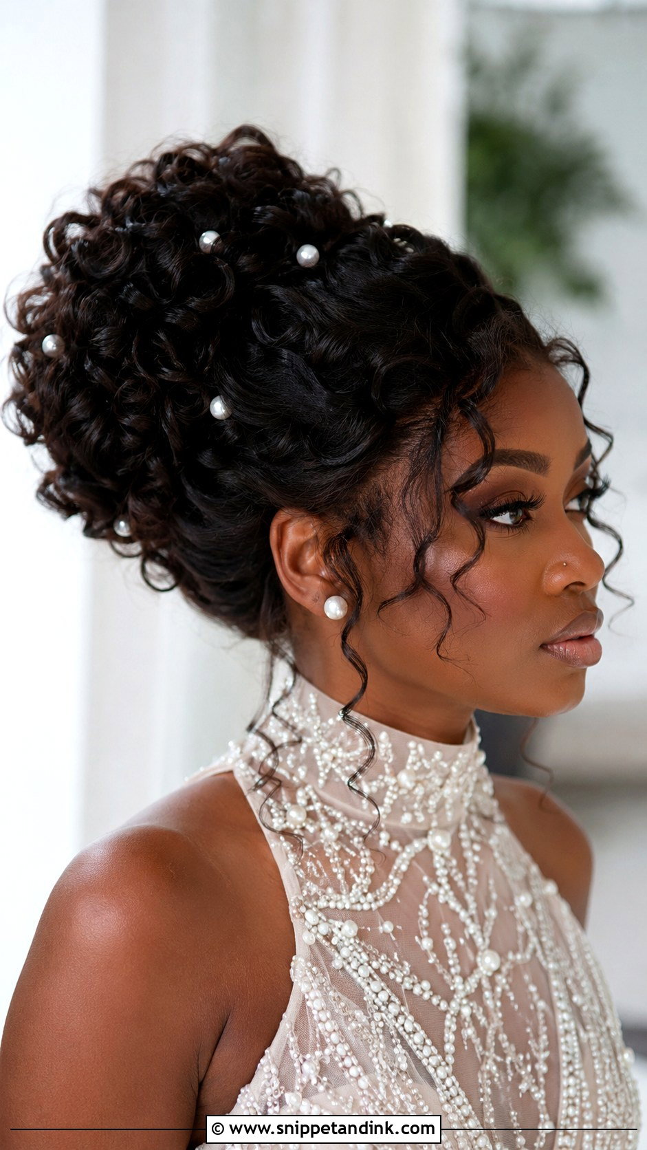 Curly Updo For High Neck Dress - Snippet and Ink - 15 Wedding Hairstyles for High Neck Dresses