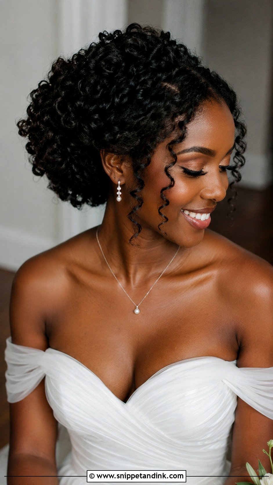Curly Updo For Off Shoulder Dress - Snippet and Ink - 15 Wedding Hairstyles for Off Shoulder Dress